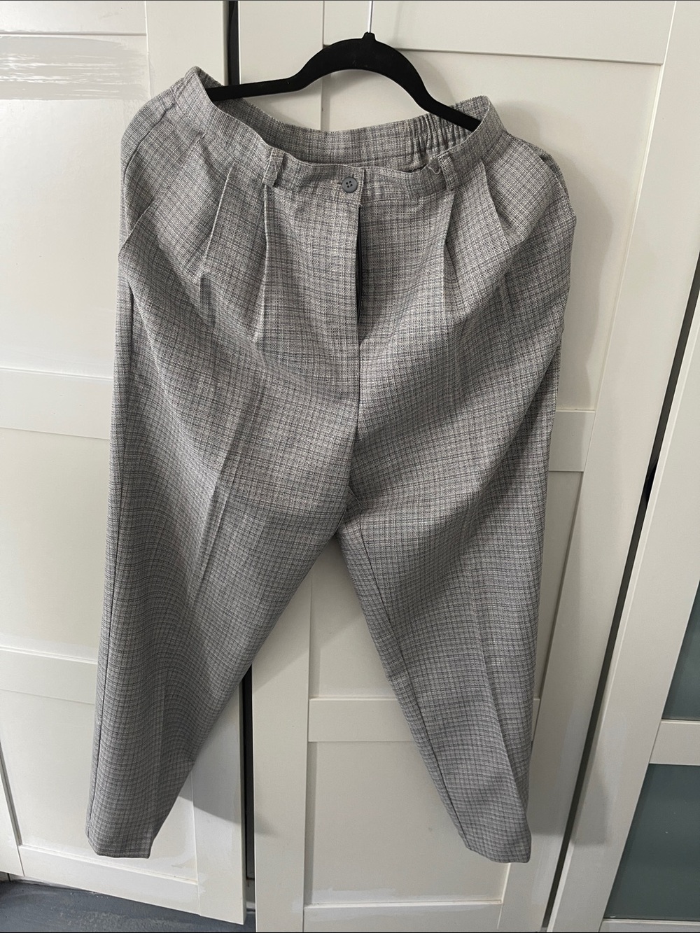 Worthington Gray Micro-Plaid Pleated Dress Pants